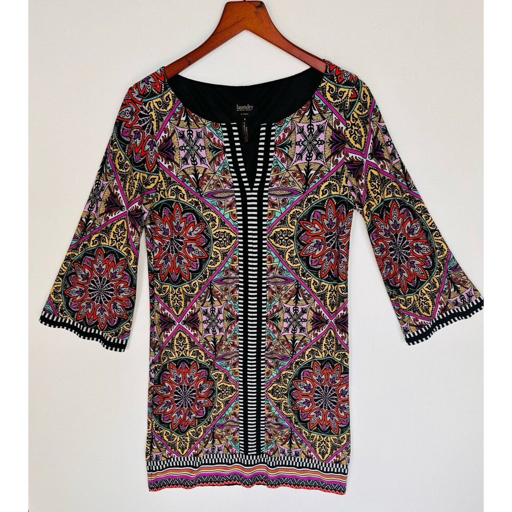 Laundry Shelli Segal Shift Dress Vibrant Medallion Geometric Print Retro 8 Women